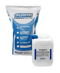 !Pluvelastic, dual-component waterproofing elastic cement mix
for external protection and waterproofing
